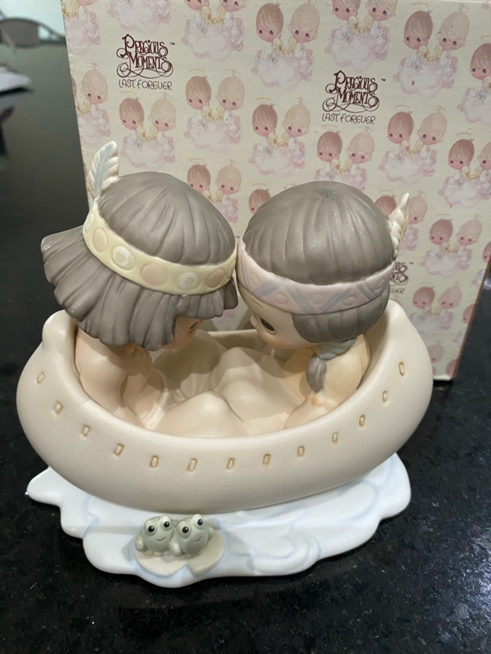 Precious Moments Cream Canoe Figurine with Taupe Hair